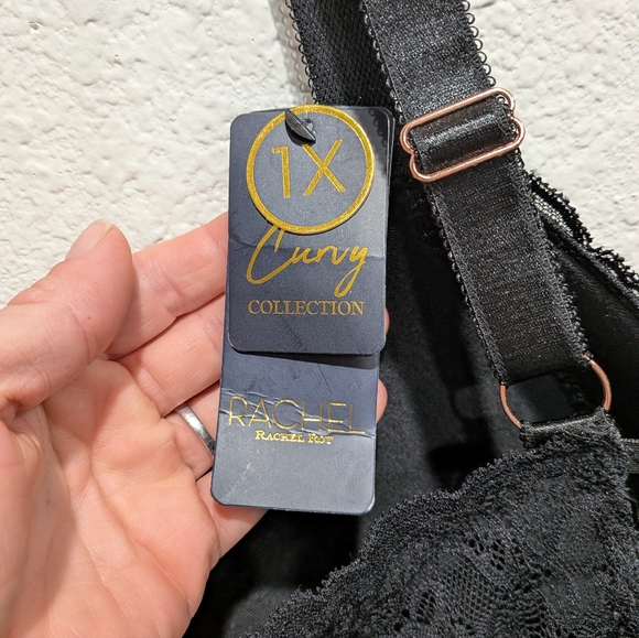 Rachel Roy Curvy Lace High Cut Teddy Bodysuit Black 1X NWT Sheer Lingerie - Picture 4 of 10